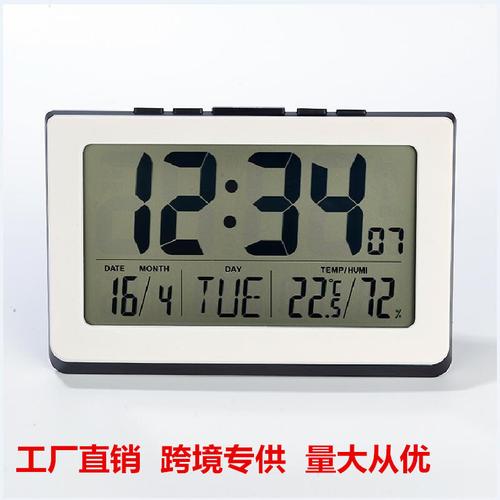 定制源頭工廠批發液晶大屏幕掛鐘溫濕度lcd臺鐘萬年歷電子鬧鐘